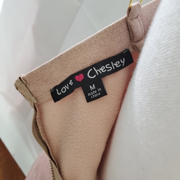 Camel Color Bodycon Dress Size M Slit Back - Picture 4 of 4